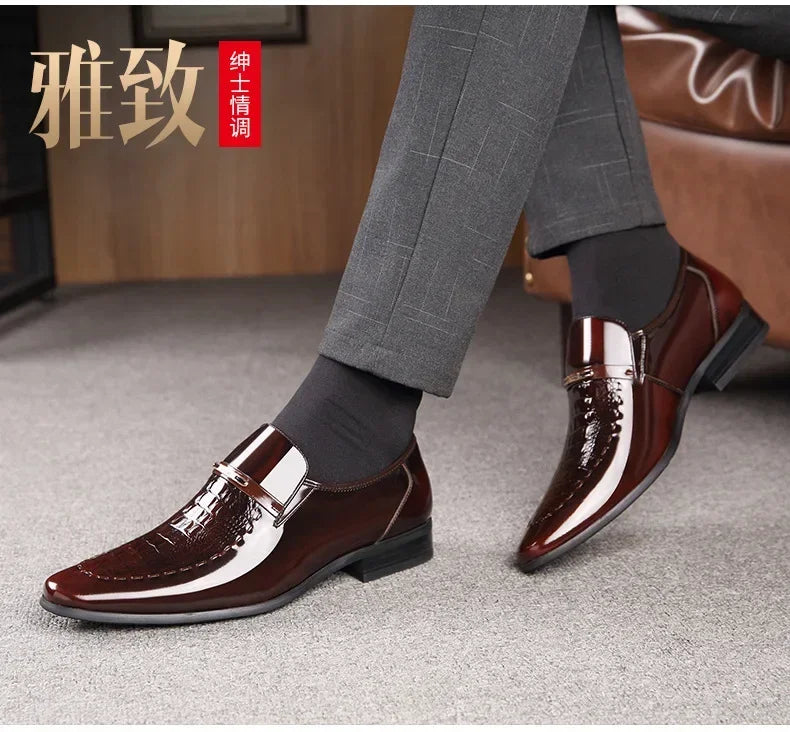 New 2024 Men Leather Shoes Business Classic Office Shoes for Men Crocodile Pattern Men Dress Shoes Breathable Brand Casual