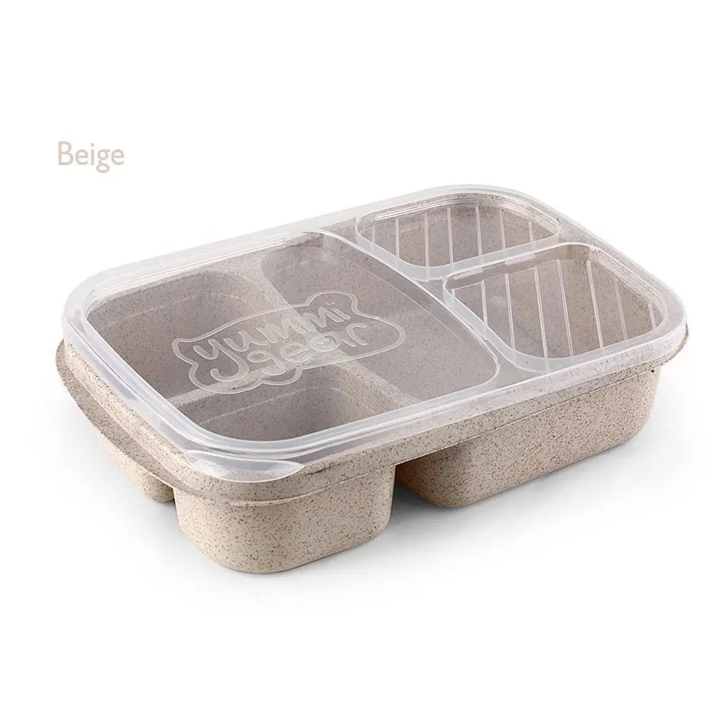 Portable Lunch Box Eco-friendily Wheat Straw Boxes Picnic Storage Box Fruit Container Compartmentalized Lunchbox for Kids Adult