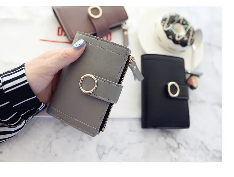 New Short Women Wallets Fashion Simple Cute Small Female Wallets PU Leather Card Holder Women's Purse