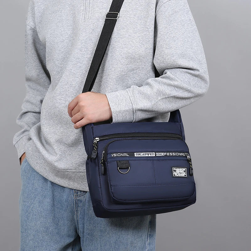 Lightweight Casual Oxford Shoulder Bags for Men Portable Large Capacity Crossbody Bag with Multi Pockets Daily Travel Bag Male