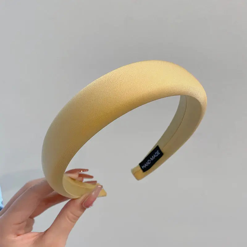Fashion Women Thick Sponge Headband Padded Ladies Hair Band Girl Hair Hoop Satin Covered Soft Headwear Hair Accessories Bezel