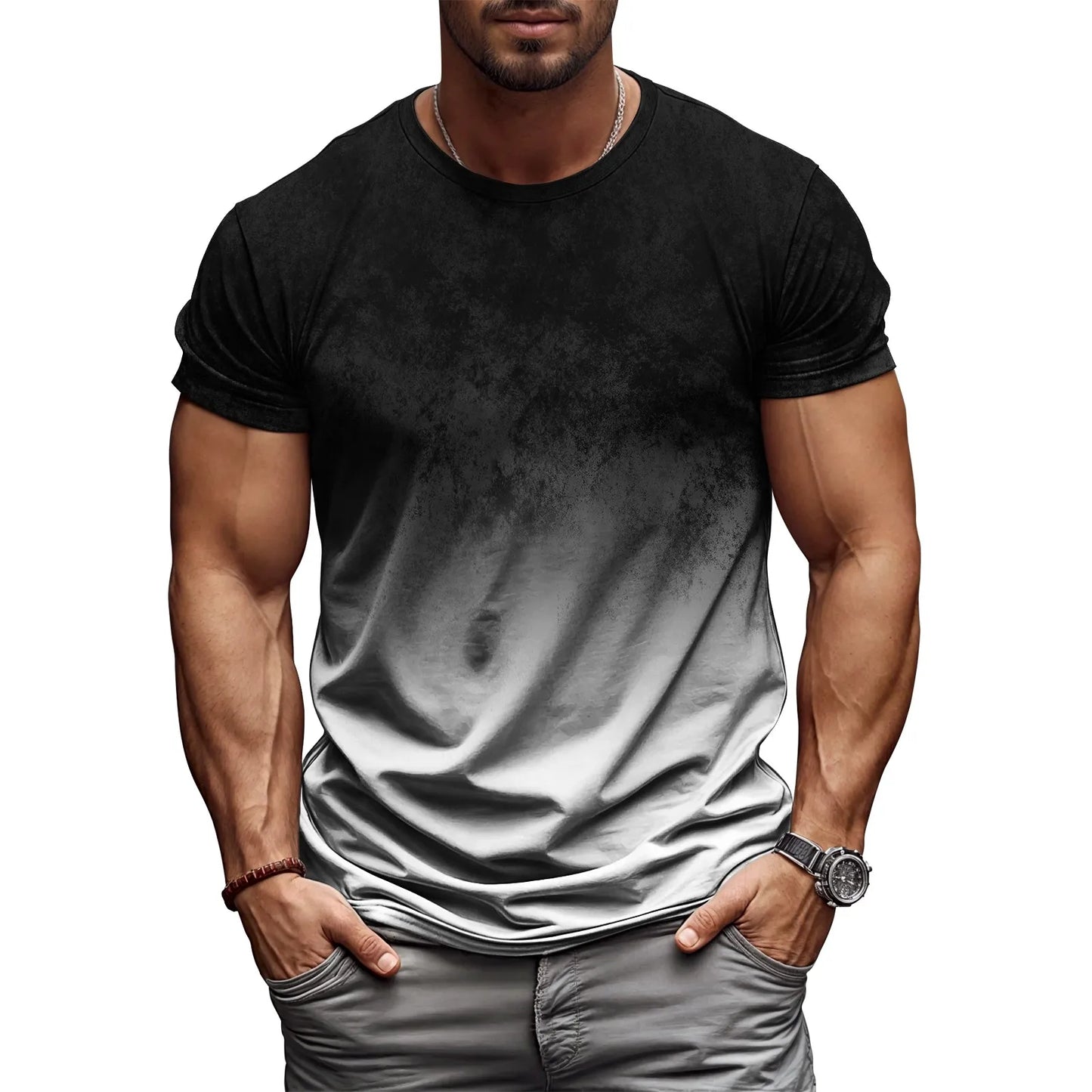 2025 New Arrival Mens T Shirt 3D Geometry Print Summer Streetwear Short Sleeve Tee Harajuku Style Casual Top Lightweight Fabric