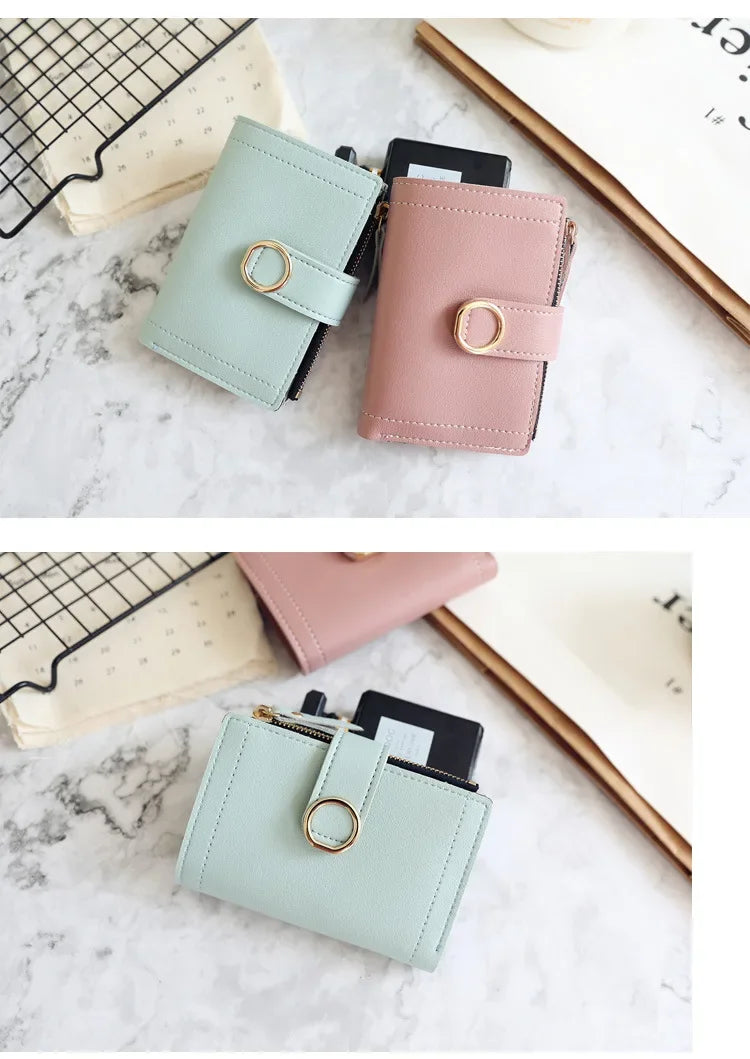 New Short Women Wallets Fashion Simple Cute Small Female Wallets PU Leather Card Holder Women's Purse
