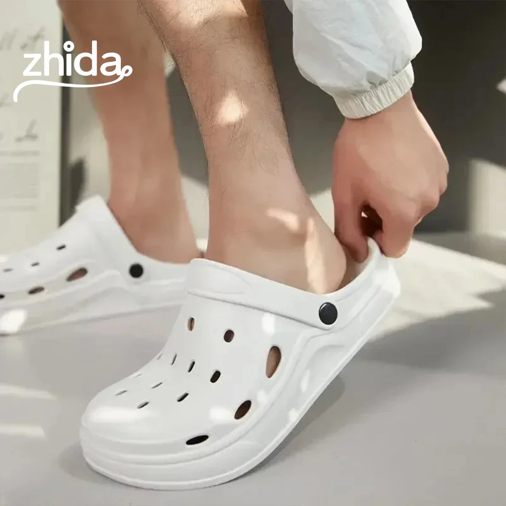 Summer Fashion Sandals Waterproof Slippers Men Shoes Outdoor Slides Soft Sole Garden Shoes Clogs EVA Beach Sandals Home Slippers