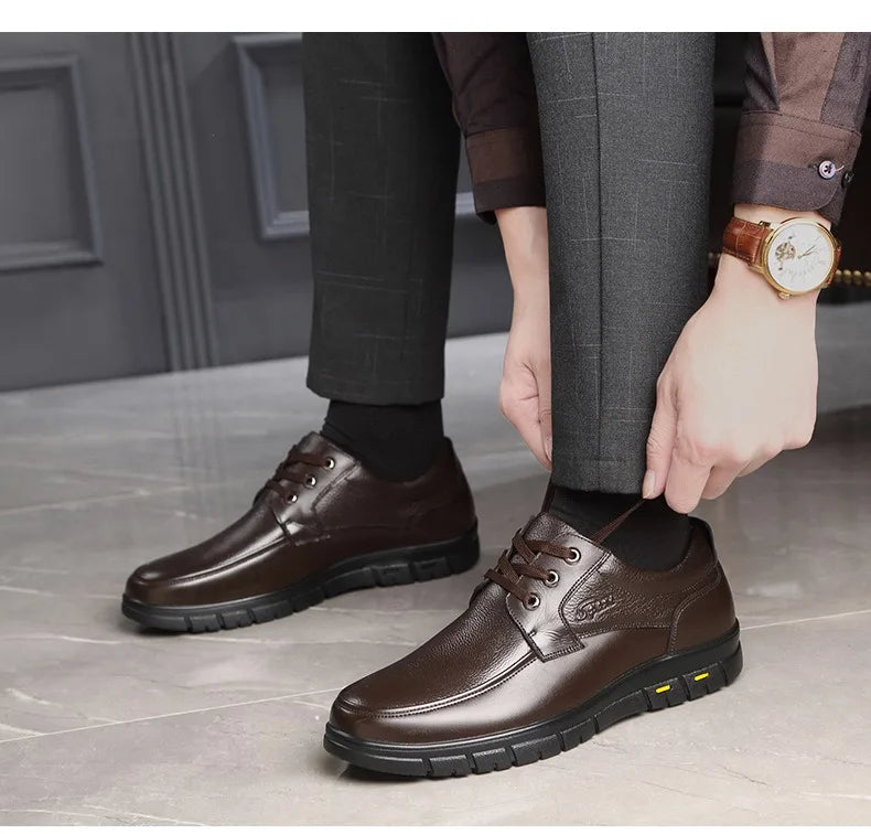 Hot Sale Men Genuine Leather Casual Shoes Soft Sole Walking Shoes Luxury Brand Middle-aged Old Man Dad Lightweight Loafers Shoes