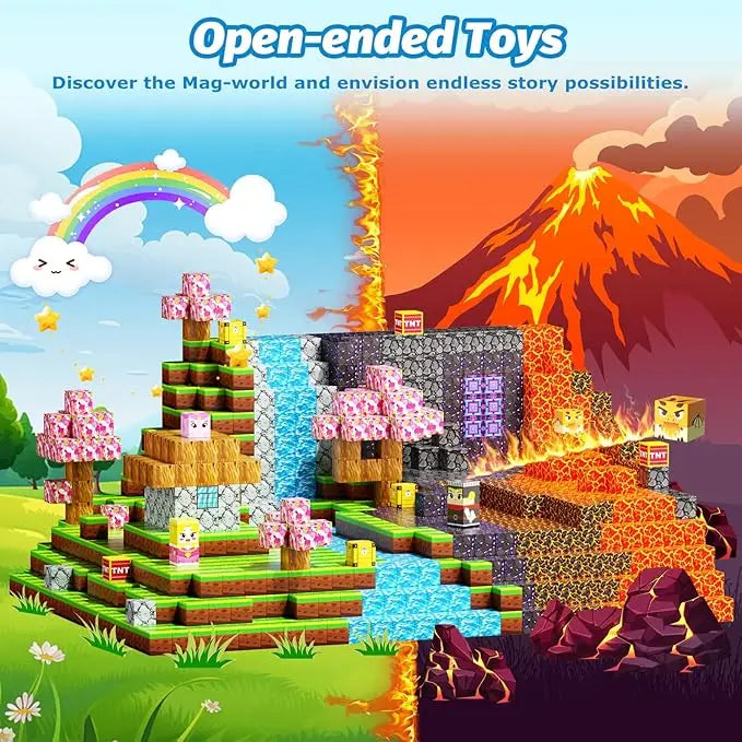 Magnetic Building Blocks Magnet Cube Mine World Set Toy STEM Sensory Montessori Stacking Cubes Construction Set Toy Holiday Gift