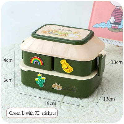 Kawaii Portable Lunch Box For Girls School Kids Plastic Picnic Bento Box Microwave Food Box With Compartments Storage Containers