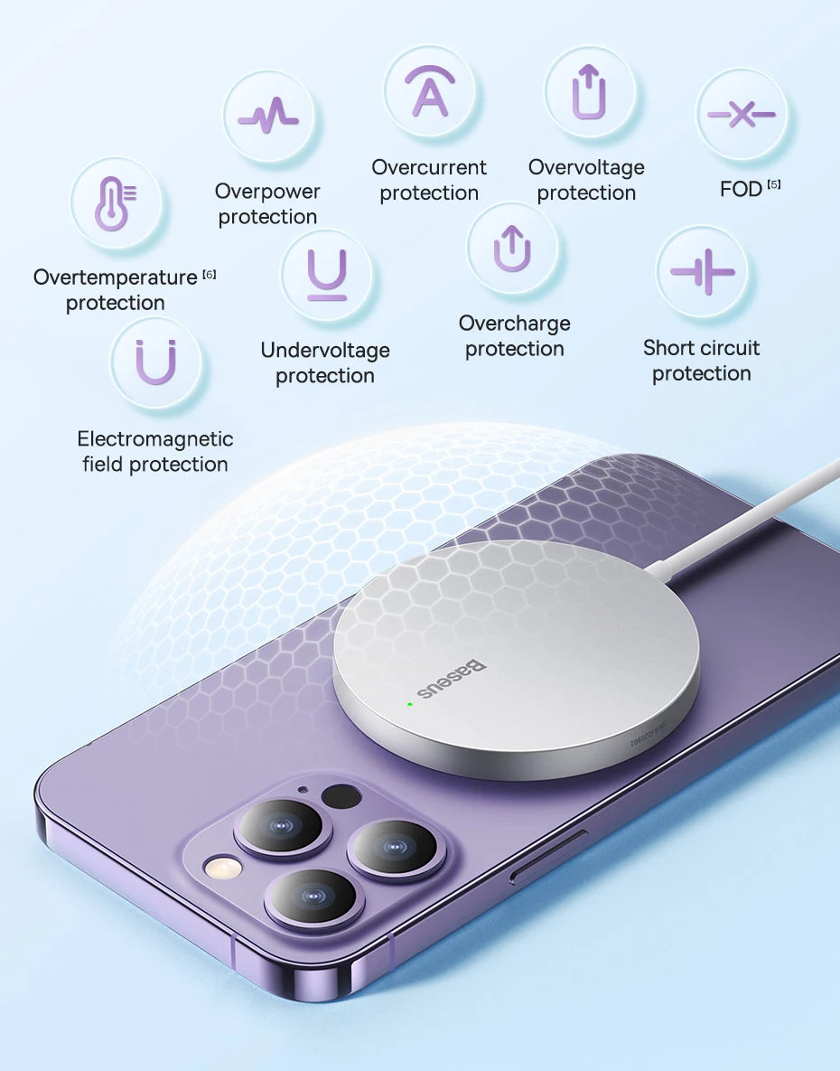 Baseus 15W Magnetic Wireless Chargers for iPhone 15 Qi Wireless Charger Fast Charging Pad for iPhone 13 12 Mini Phone Charger
