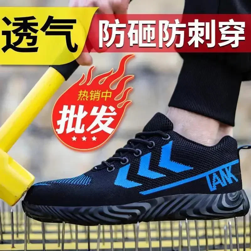 Safety Shoes Men With Steel Toe Cap Anti-smash Men Work Shoes Sneakers Light Puncture-Proof Indestructible Shoes Dropshipping
