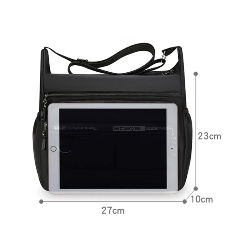 Lightweight Casual Oxford Shoulder Bags for Men Portable Large Capacity Crossbody Bag with Multi Pockets Daily Travel Bag Male