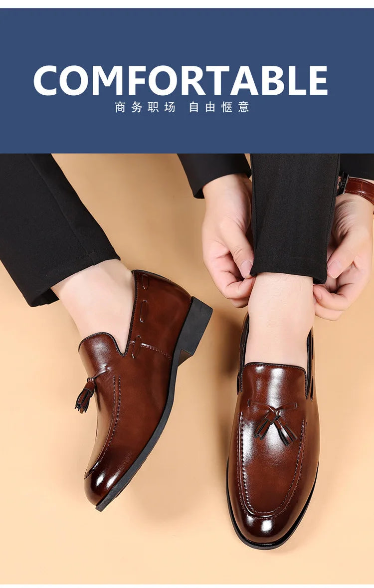 Men's Dress Shoes New Pu Leather Fashion Shoe for Men Large Size Business Formal Casual Shoes Slip on Wedding Lace-up Men Shoes
