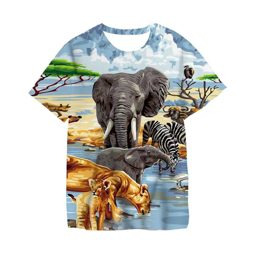 2024 Child Boys Girls Dinosaur T-shirts Summer Short Sleeve Boy Clothes Causal T Shirt Tops Tee Children's clothing 3-14 year