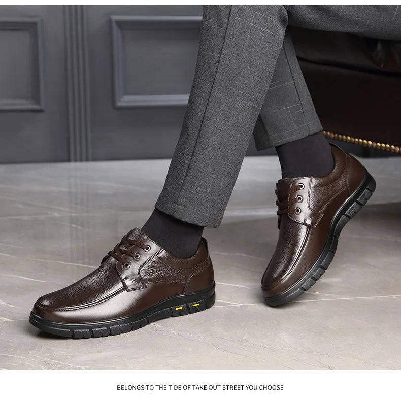 Hot Sale Men Genuine Leather Casual Shoes Soft Sole Walking Shoes Luxury Brand Middle-aged Old Man Dad Lightweight Loafers Shoes