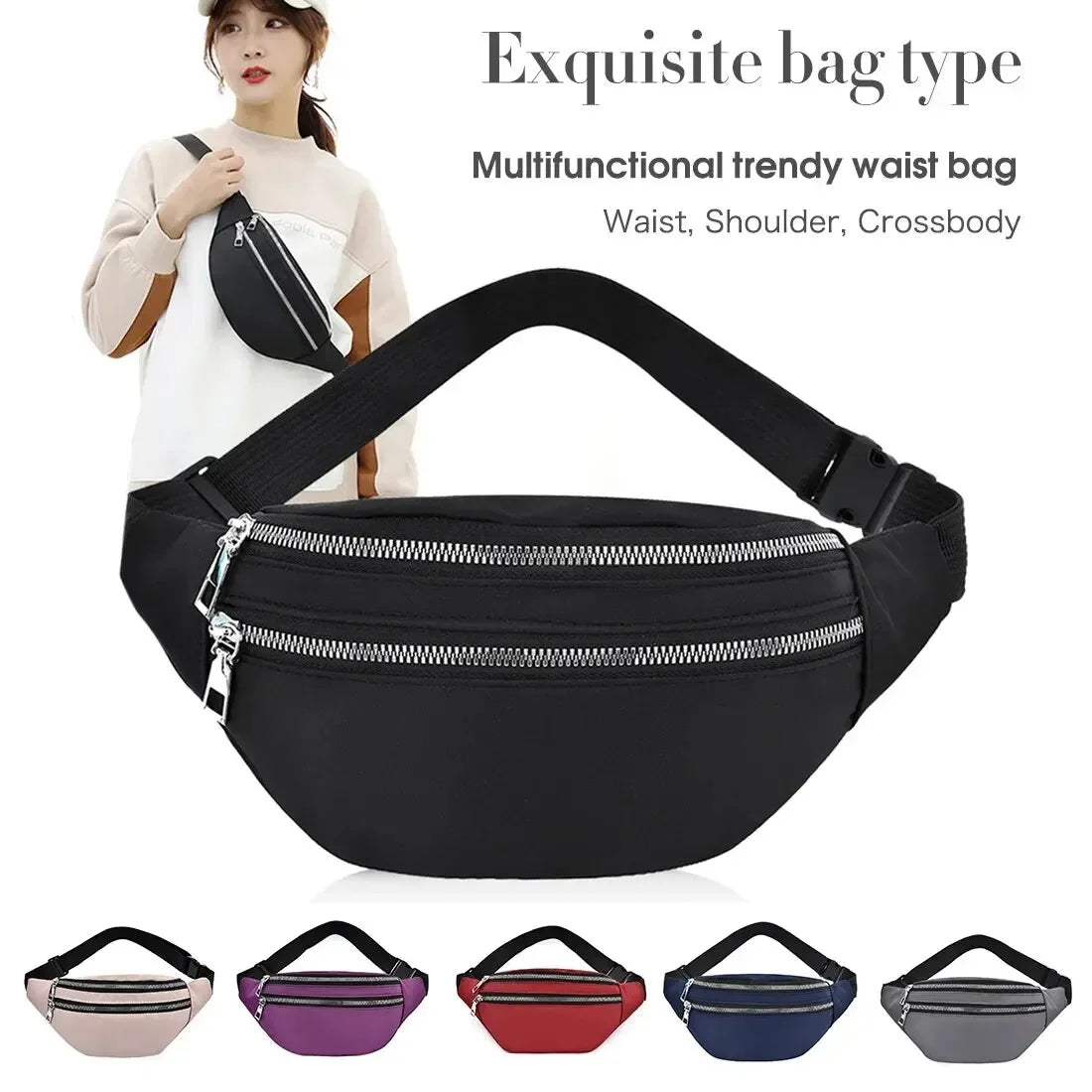 Fashion Travel Shoulder Purse Belt Bag Fanny Pack Women Waist Bag Men Belt Pouch Female Banana Bag Waterproof Phone Bag