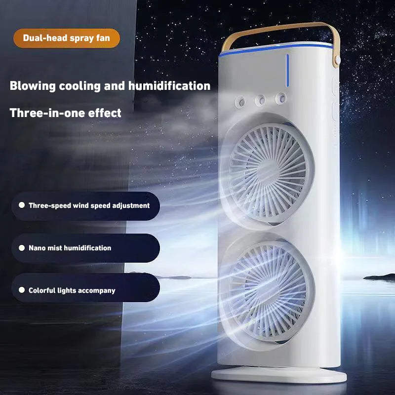 Xiaomi Double-Headed Spray Air Conditioner Fan 3 Speeds Rechargeable USB Desk Air Cooler Night Light with Remote for Office Home