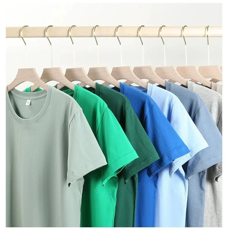 180gsm Cotton Solid Colors Blank T Shirts Mens Women Short Sleeve Daily Tees Casual Regular Fit Summer Basic O-neck Tops