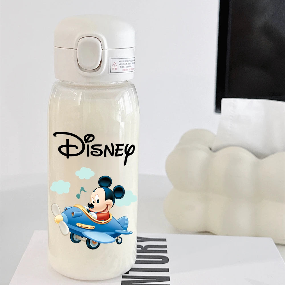Pooh Bear Mickey Mouse 600ml Cartoon Water Bottle Portable Cute Straw Cup Kids Leak-proof Drinking Jug Outdoor Camping Travel