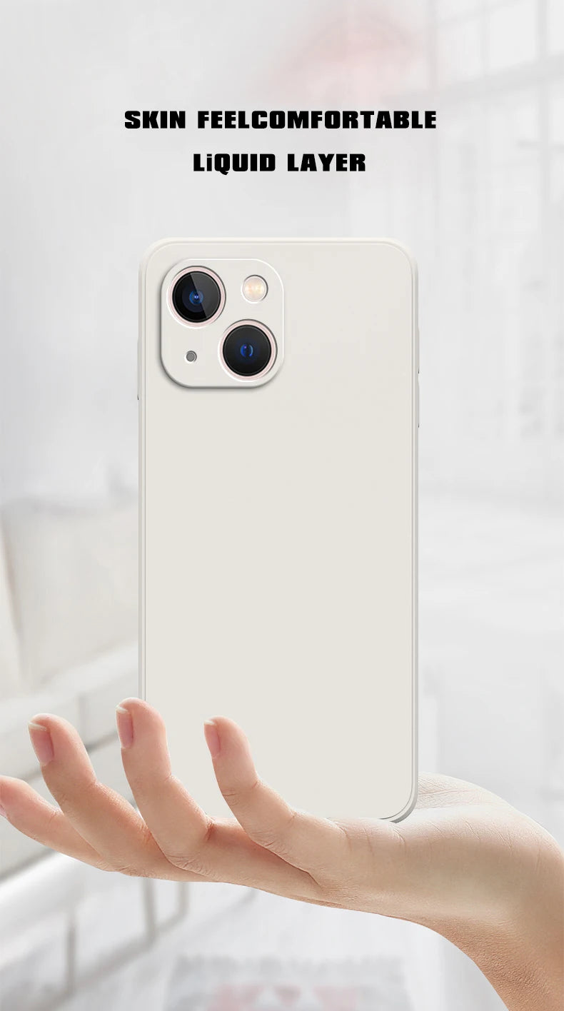 New Square Liquid Silicone Phone Case for iPhone 14 13 7 8 Plus X XR XS 11 12 Pro Max SE 2020 Camera Protective Cover