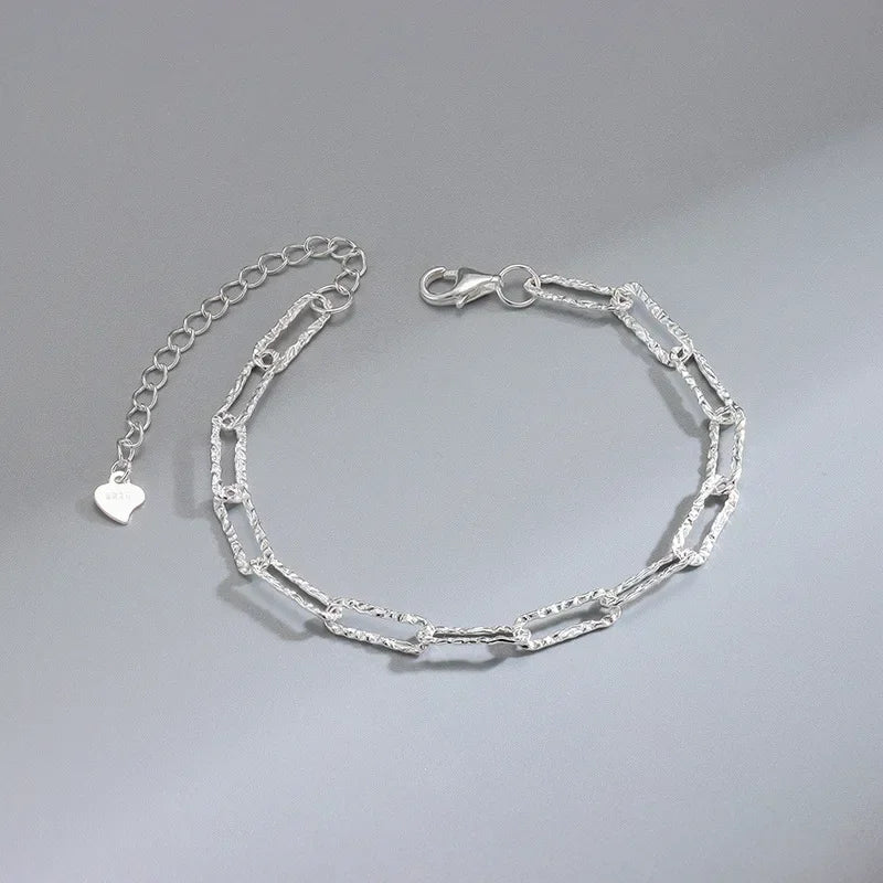 925 Sterling Silver Heart Shaped Necklace Bracelet Set for Women Vintage Korean Crystal Bracelets High Quality Set Party Jewelry