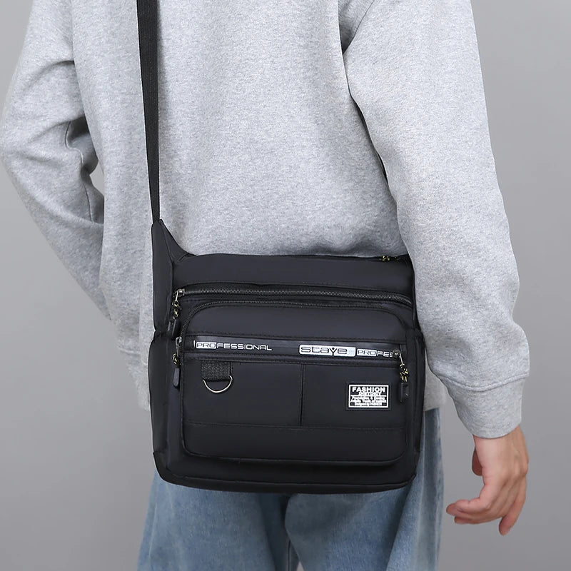 Lightweight Casual Oxford Shoulder Bags for Men Portable Large Capacity Crossbody Bag with Multi Pockets Daily Travel Bag Male