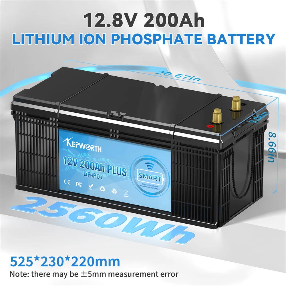 Newest 12V 100Ah 120Ah 200Ah 24V 100Ah LiFePO4 Battery Built-in Bluetooth BMS For RV Campers Golf Cart Off-Road Off-Grid Solar