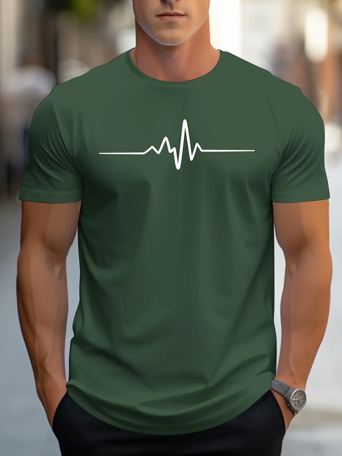 Men's summer loose size Creative Graphic printed slim fit casual sports round neck short sleeved T-shirt top