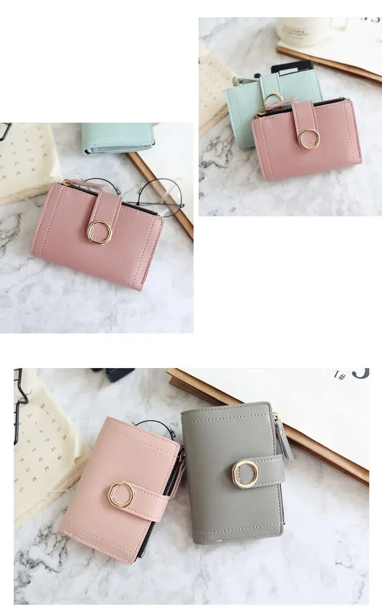 New Short Women Wallets Fashion Simple Cute Small Female Wallets PU Leather Card Holder Women's Purse