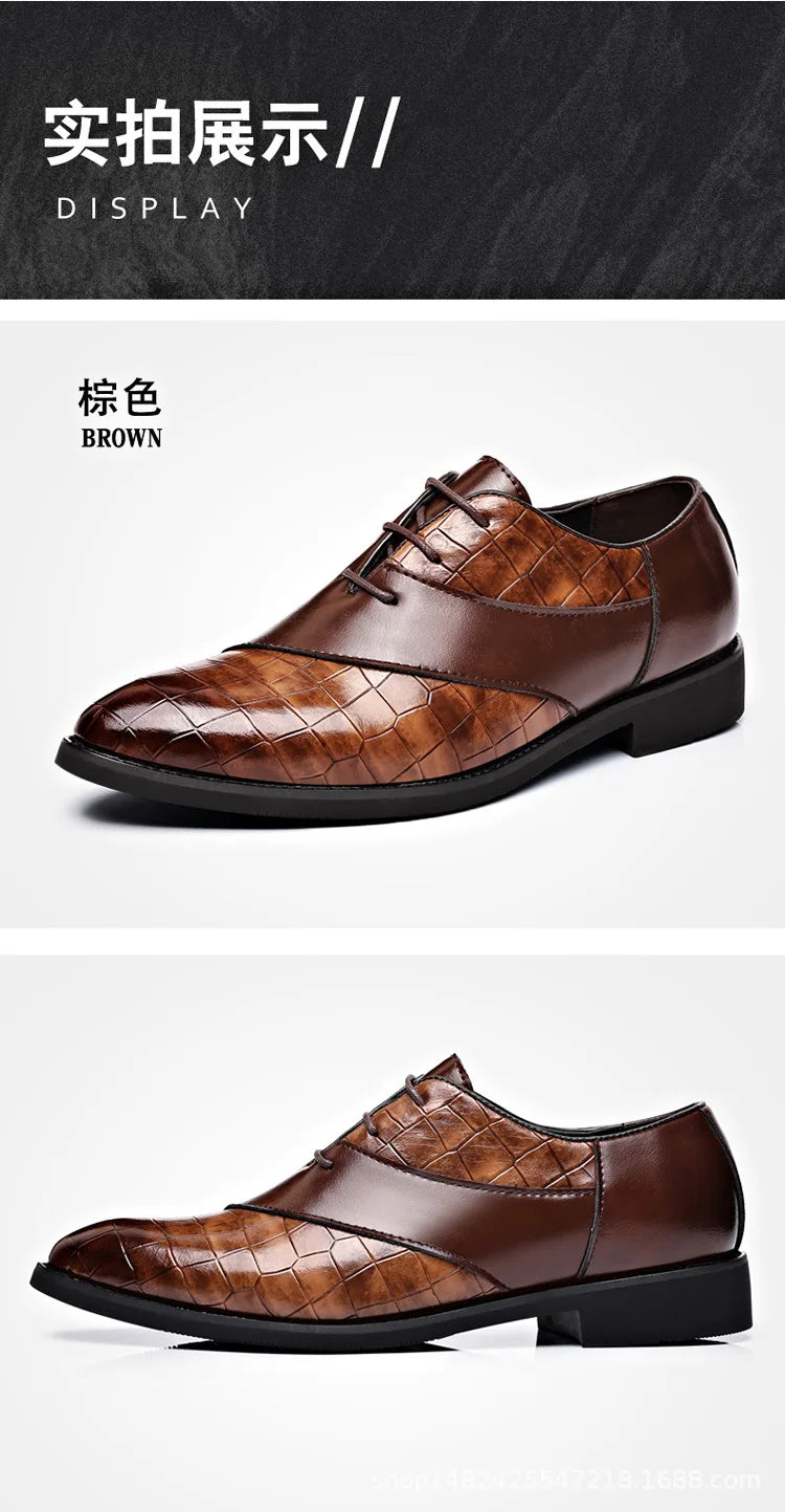 Luxury Leather Shoes for Men Brand Derby Shoes for Men Pointed Toe Lace-up Men's Formal Shoes Handmade Business Footwear 2024