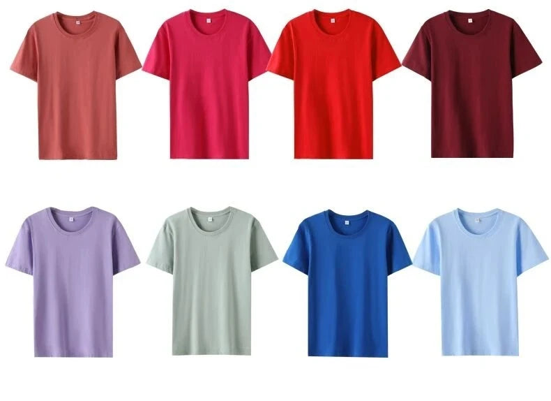180gsm Cotton Solid Colors Blank T Shirts Mens Women Short Sleeve Daily Tees Casual Regular Fit Summer Basic O-neck Tops