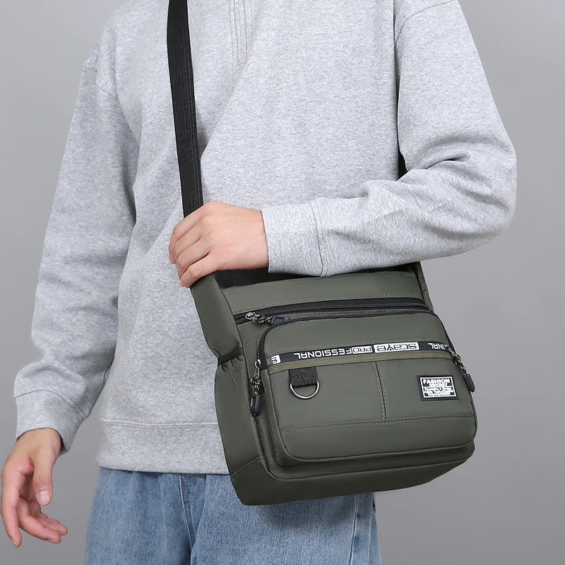 Lightweight Casual Oxford Shoulder Bags for Men Portable Large Capacity Crossbody Bag with Multi Pockets Daily Travel Bag Male