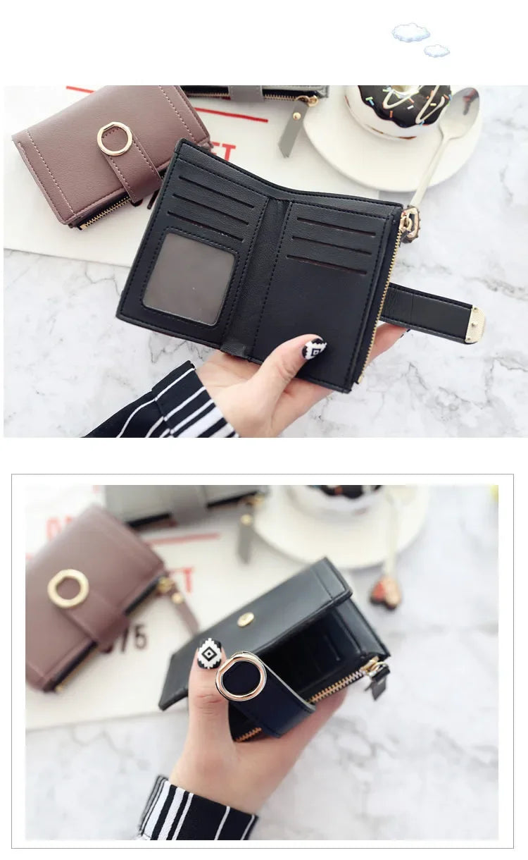New Short Women Wallets Fashion Simple Cute Small Female Wallets PU Leather Card Holder Women's Purse
