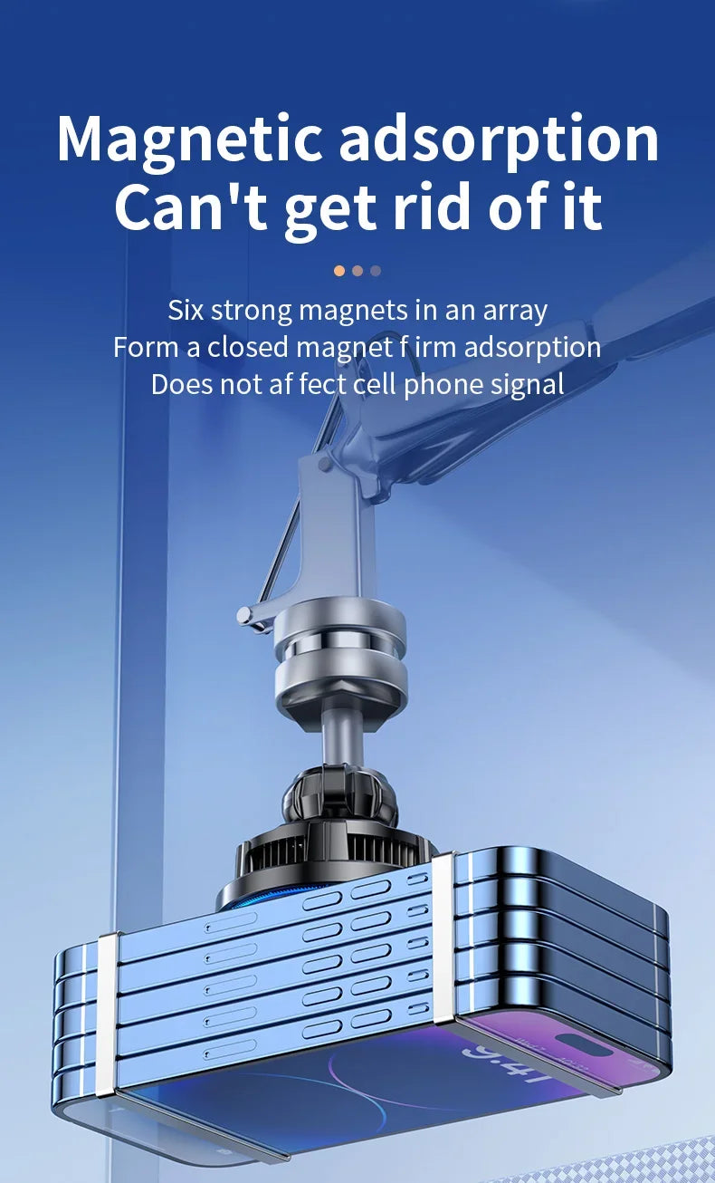 15W ice Cooling Magnetic Wireless Car Charger for iPhone 16 15 14 13 12 Pro Max MacSafe Car Phone Holder Fast Charging Station