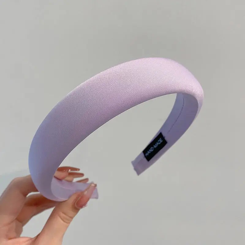 Fashion Women Thick Sponge Headband Padded Ladies Hair Band Girl Hair Hoop Satin Covered Soft Headwear Hair Accessories Bezel