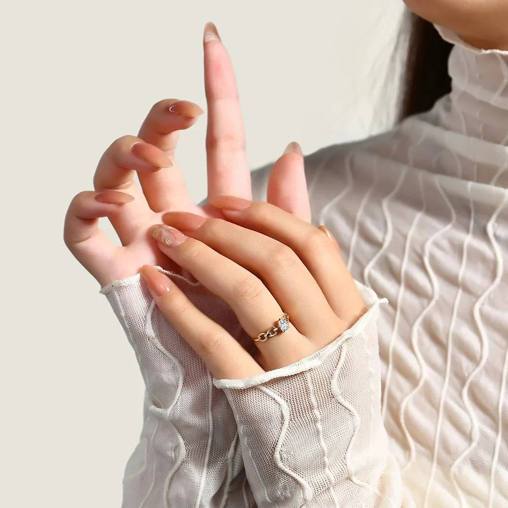 CHARMING Luxury Moissanite Rings for Women Yellow Gold Plated for Anniversary Wedding Engagement Customized Elegant Fine Jewelry