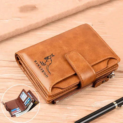 Leather Men's Wallet Luxury Short RFID Card Holder for Men Zipper Coin Purse Portable Male Wallets Billfold
