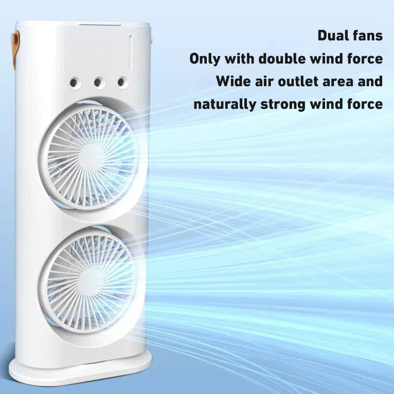 Xiaomi Double-Headed Spray Air Conditioner Fan 3 Speeds Rechargeable USB Desk Air Cooler Night Light with Remote for Office Home
