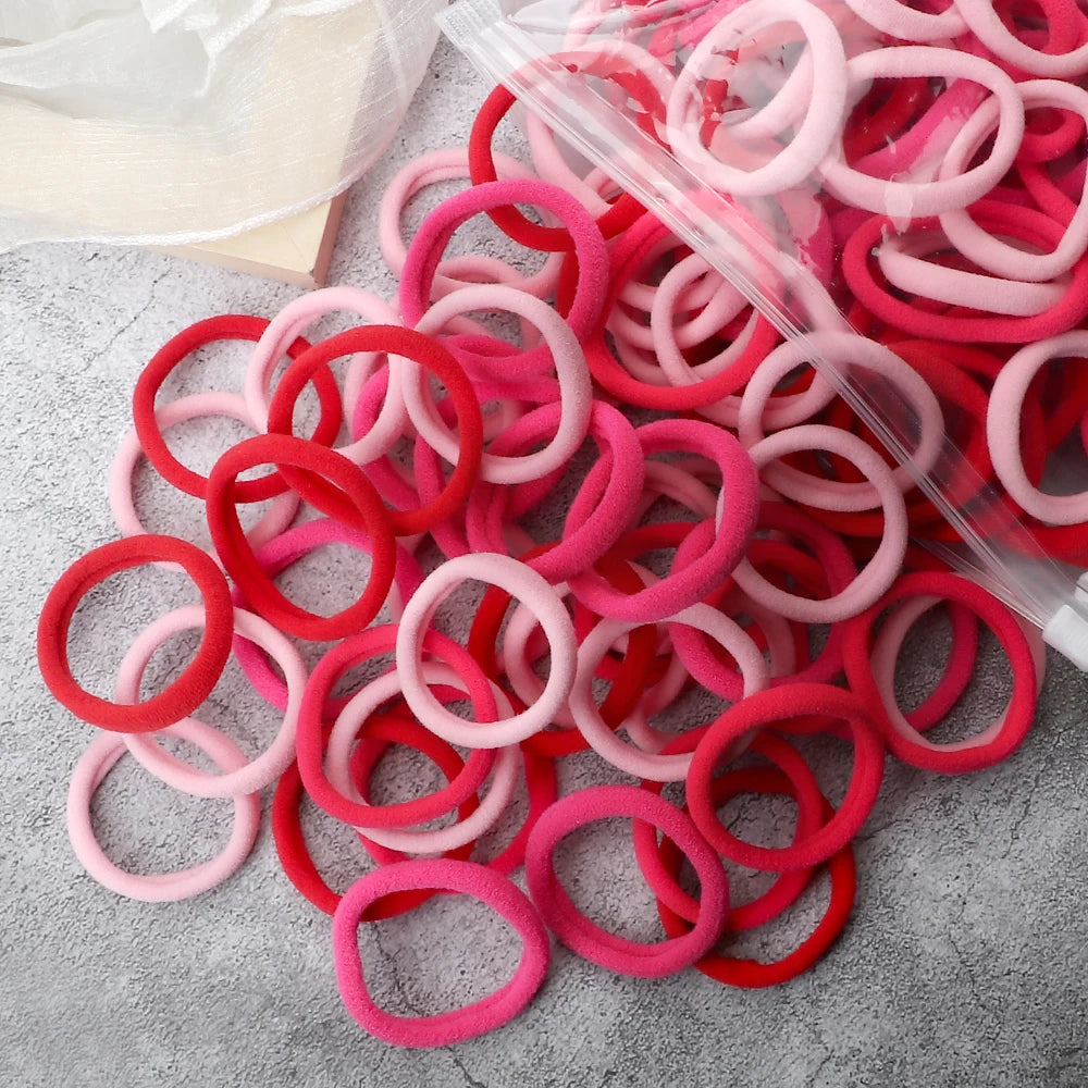 50Pcs Women Girl Mixed Colors Hair Bands 4cm Basic Hair Ties Elastic Headband Simple Hair Scrunchies Accessories Ponytail Holder