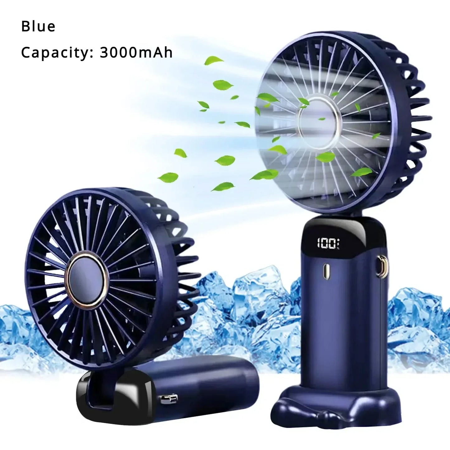5000mAh Handheld Mini Fan Wireless USB Rechargeable Portable Digital Display Phone Holder Fan 5 Speed Foldable Neck Hanging Fans