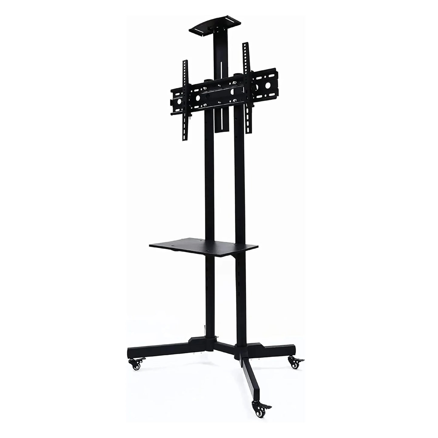 Mobile TV Stand with Height Adjustable Mount on Lockable Wheels for 32-65 Inch Flat and Curved Screens