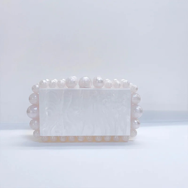 Acrylic Box Evening Clutch Purse Bags For Wedding Party Green/Purple Foil Beads Purses And Handbags Designer Bag