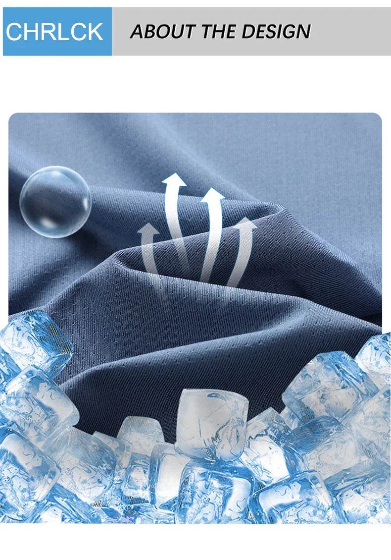 Men's Running Quick Drying T-shirts Breathable Hiking Fishing Tees Soft Elasticity Outdoor Sports Short Shirt Summer