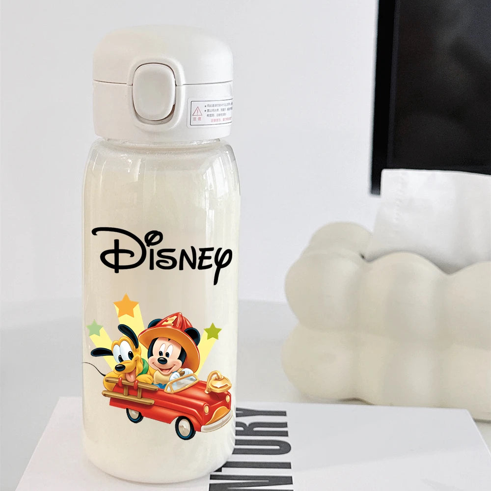 Pooh Bear Mickey Mouse 600ml Cartoon Water Bottle Portable Cute Straw Cup Kids Leak-proof Drinking Jug Outdoor Camping Travel