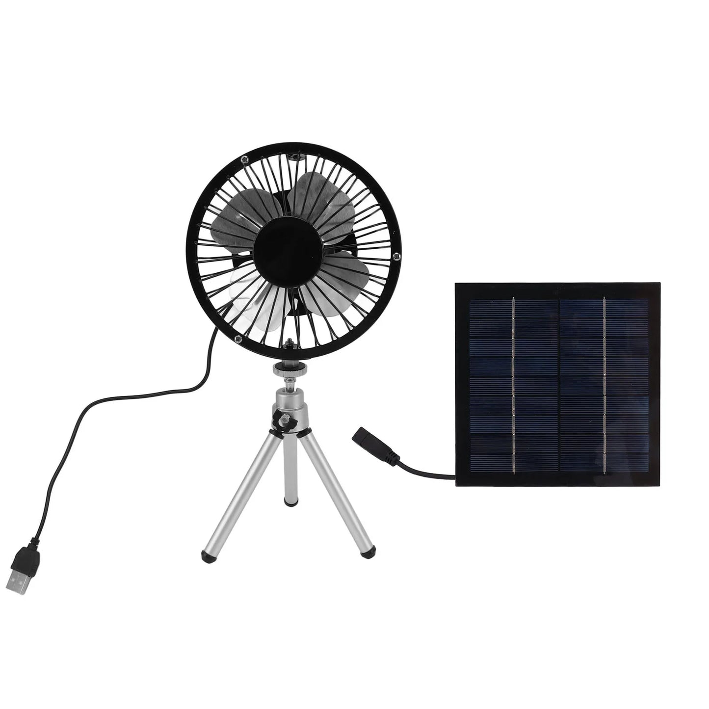 Portable Solar Fan 6W 6 Inches Solar USB Dual Powered Fan For Home Camping Outdoor Fishing With Stretchable Stand