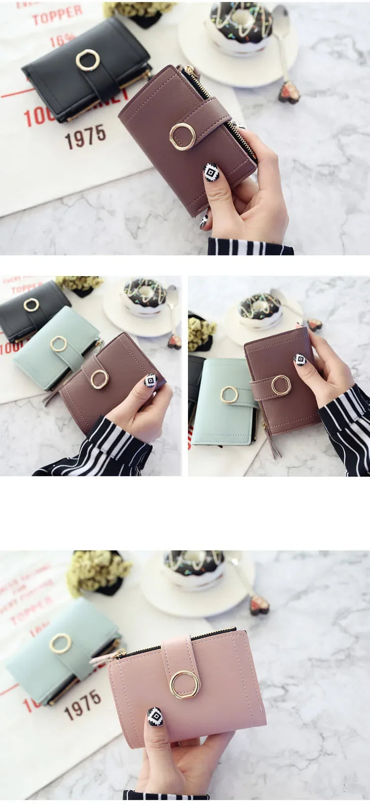 New Short Women Wallets Fashion Simple Cute Small Female Wallets PU Leather Card Holder Women's Purse