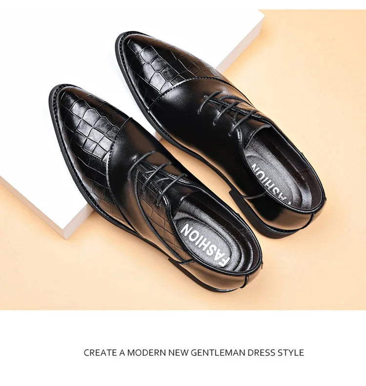 Luxury Leather Shoes for Men Brand Derby Shoes for Men Pointed Toe Lace-up Men's Formal Shoes Handmade Business Footwear 2024