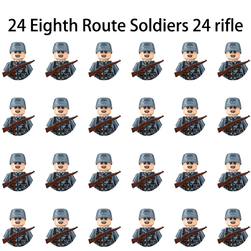 40pcs/batch WWII military characters WWII soldiers National army building blocks weapons Assembling bricks Children's toys