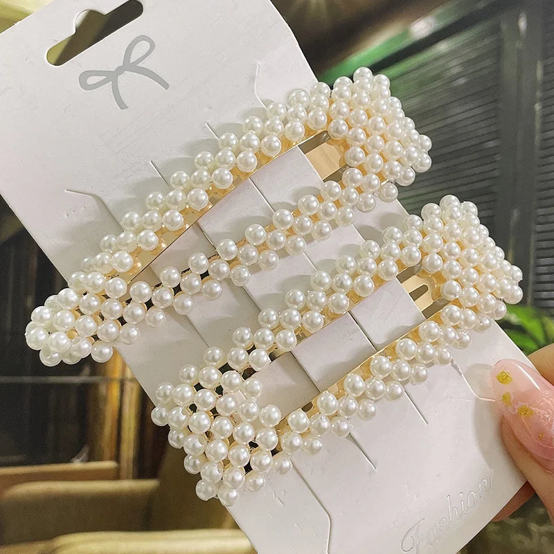 Simulated Pearl Hair Clips For Women Korean Women Hairpins Girl Geometric Hair Barrettes Fashion Hairgrip Hair Accessories