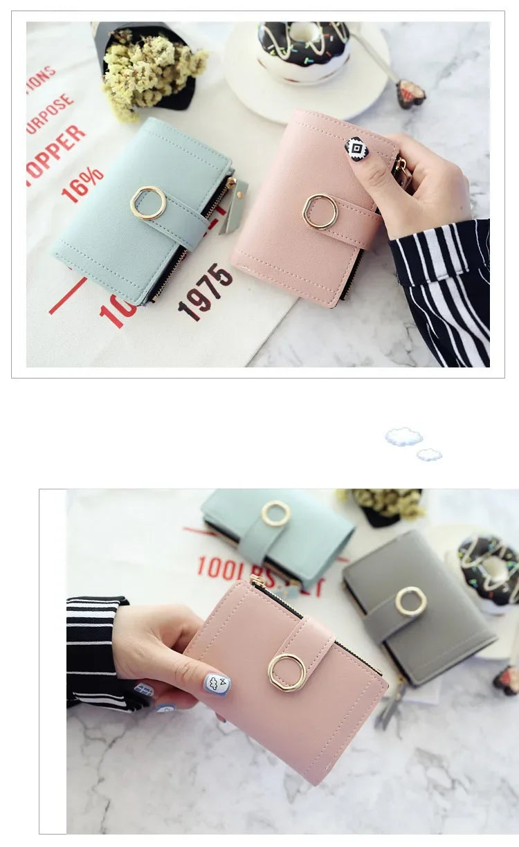 New Short Women Wallets Fashion Simple Cute Small Female Wallets PU Leather Card Holder Women's Purse