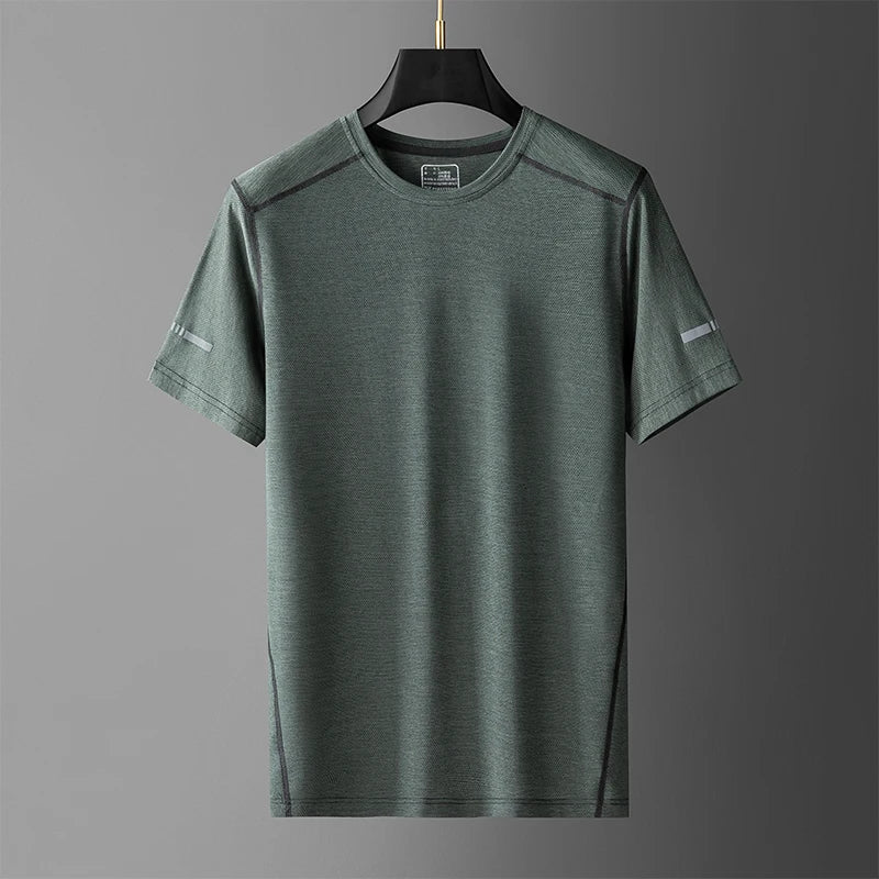 Large Size L-7xl 8xl 9xl Summer Breathable Mesh Men's Quick-dry Basic T-shirts Sportswear Nylon T Shirt Male Running Cool Tees