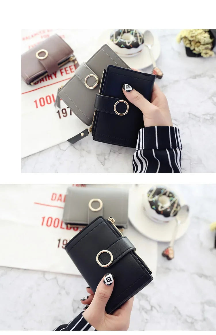 New Short Women Wallets Fashion Simple Cute Small Female Wallets PU Leather Card Holder Women's Purse